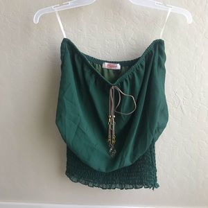 Strapless green blouse